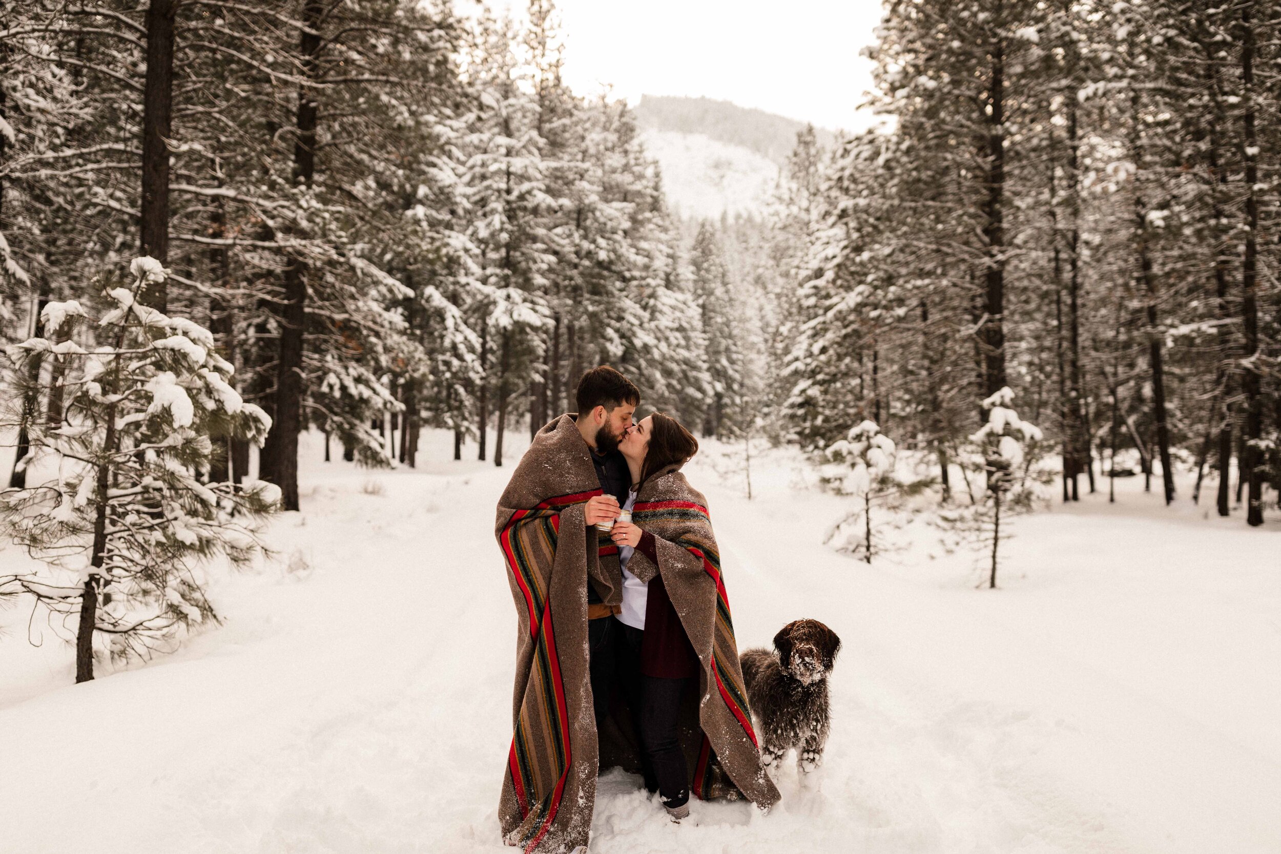 Kelley + Greg | Snowy Rimrock Lake Forest Engagement Session 
