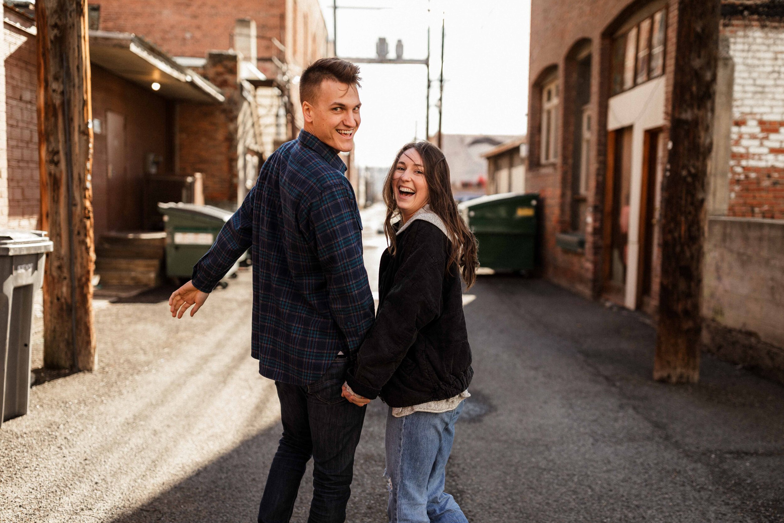 Cayti + Micah | Winter Urban Downtown Ellensburg Engagement Session