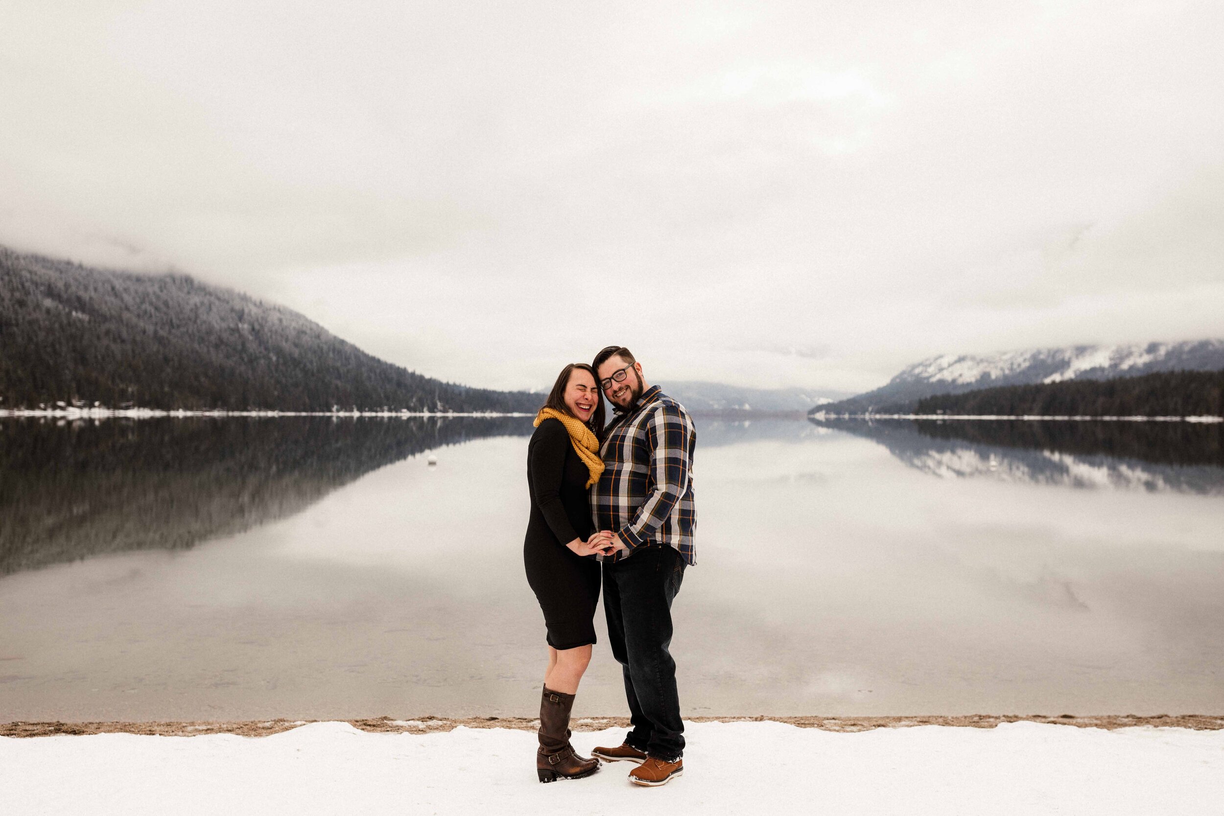 Winter Lake Wenatchee Engagement Session
